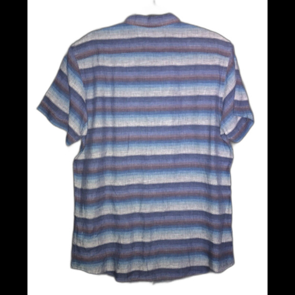 Rodd & Gunn Island Sports Fit Linen Button Up Shirt Men's Medium Blue Grey Purp - Picture 7 of 11